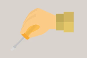 マイナスドライバーを持っている絵