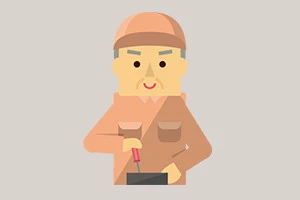 修理事業者の男性が修理を行っている絵