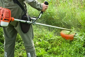 機械で草刈りしている写真