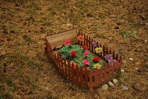 花が咲いている花壇の写真